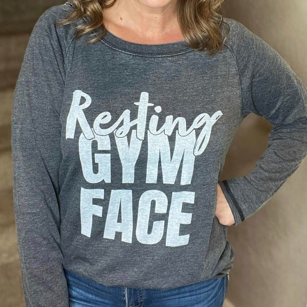 XL LuLaRoe Julie Long Sleeve Sports Shirt Resting Gym‎ Face Raglan Burnout GRAY - Picture 3 of 4